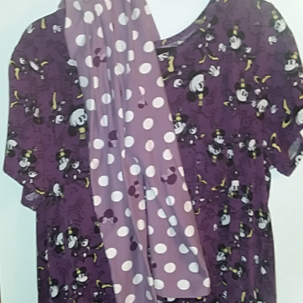 Lularoe Disney Carly Dress  with TC Mickey mouse leggings